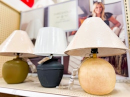 studio mcgee lamps sitting on a target shelf