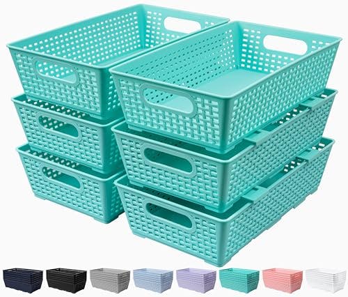 Stackable Woven Plastic Baskets 6-Pack