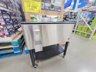 an 80 quart stainless steel cooler display