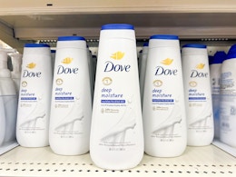dove body wash sitting on a shelf at target