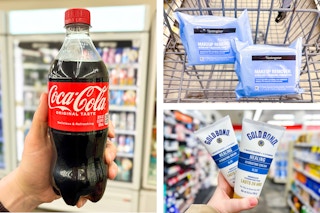 collage with coke, gold bond, neutrogena