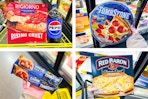 dollar general pizza items on 4-photo collage
