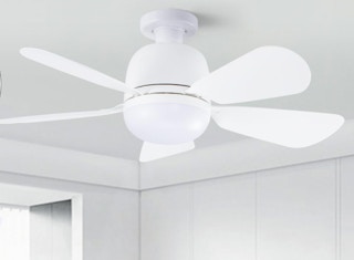 a ceiling fan light in a room
