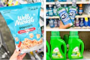 collage image of well market popcorn, act mouthwash, and walgreens detergent