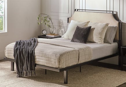 Walker Edison Upholstered Metal Bed