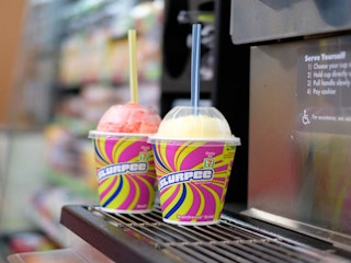 Two Slurpees next to each other.
