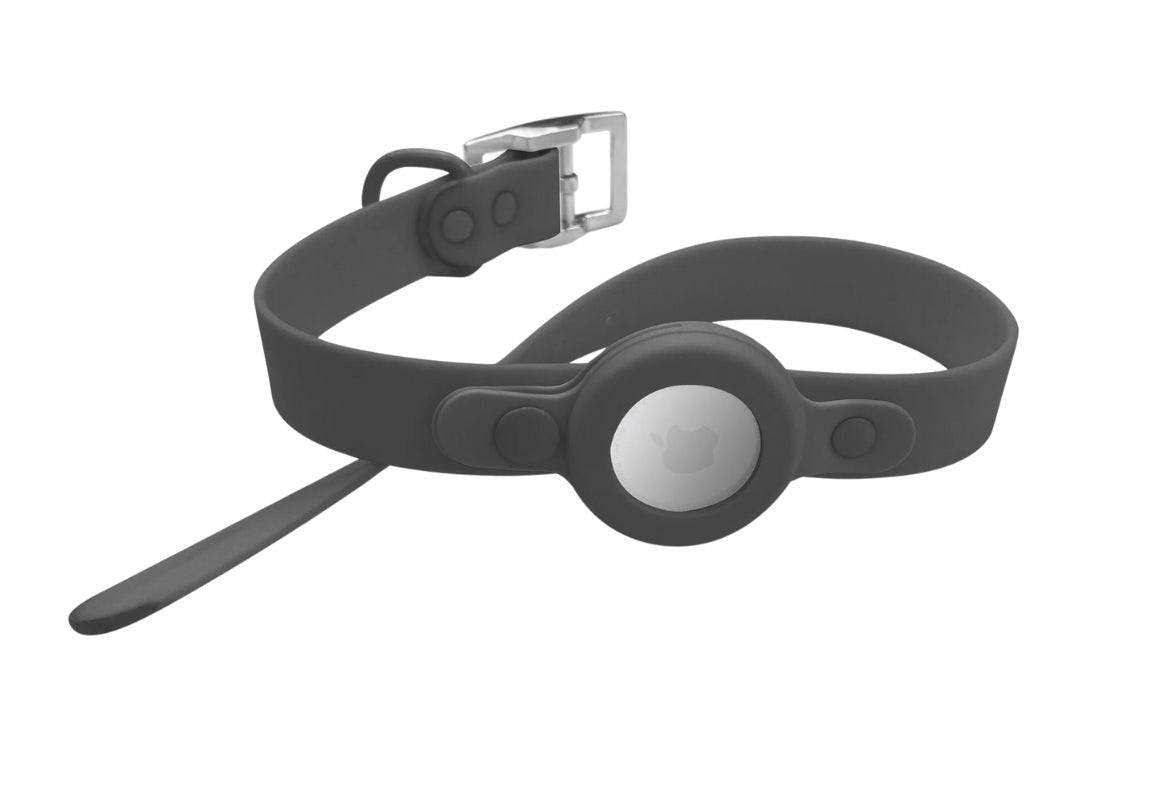 Black Dog Collar with AirTag Holder