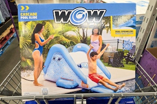 inflatable water slide in a cart