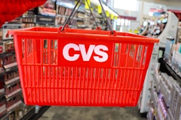 cvs shopping basket in a store aisle