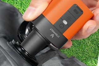 air pump being used on inflatable