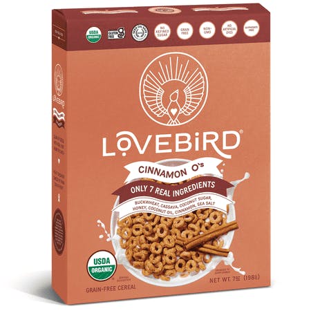 2 Lovebird Organic Cereal Boxes