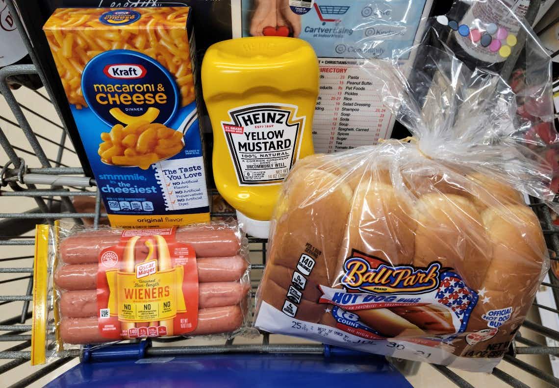 Kroger-hotdogs-mustard-buns-mac-and-cheese-july-14-2021-sv
