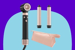 MESCOMB Dual Voltage 3 in 1 Hot Hair Styler on a blue background.