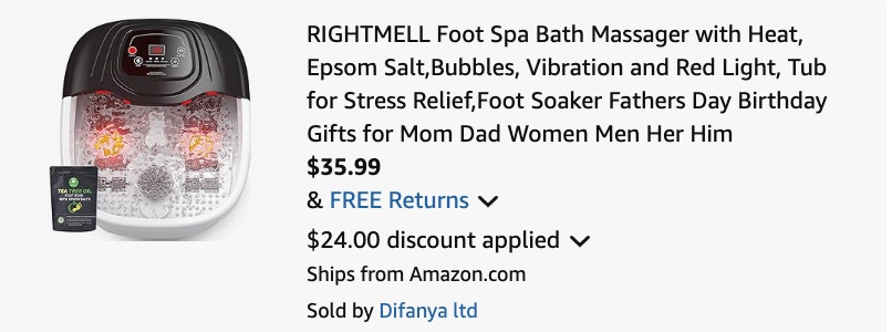 foot spa Amazon receipt