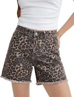 luvamia Women's Leopard Jean Shorts