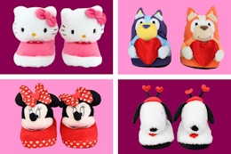 New at Walmart: Kids’ $10 Plush Valentine’s Day Slippers card image