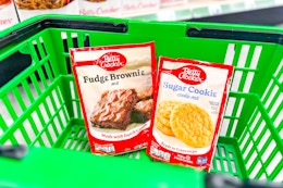 betty crocker brownie and cookie mixes in green shopping basket