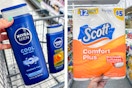 collage with nivea body wash and scott toilet paper