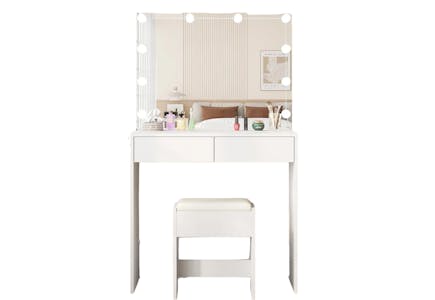 Vanity Desk With Mirror and Lights