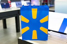 Walmart reusable tote in the laptop area