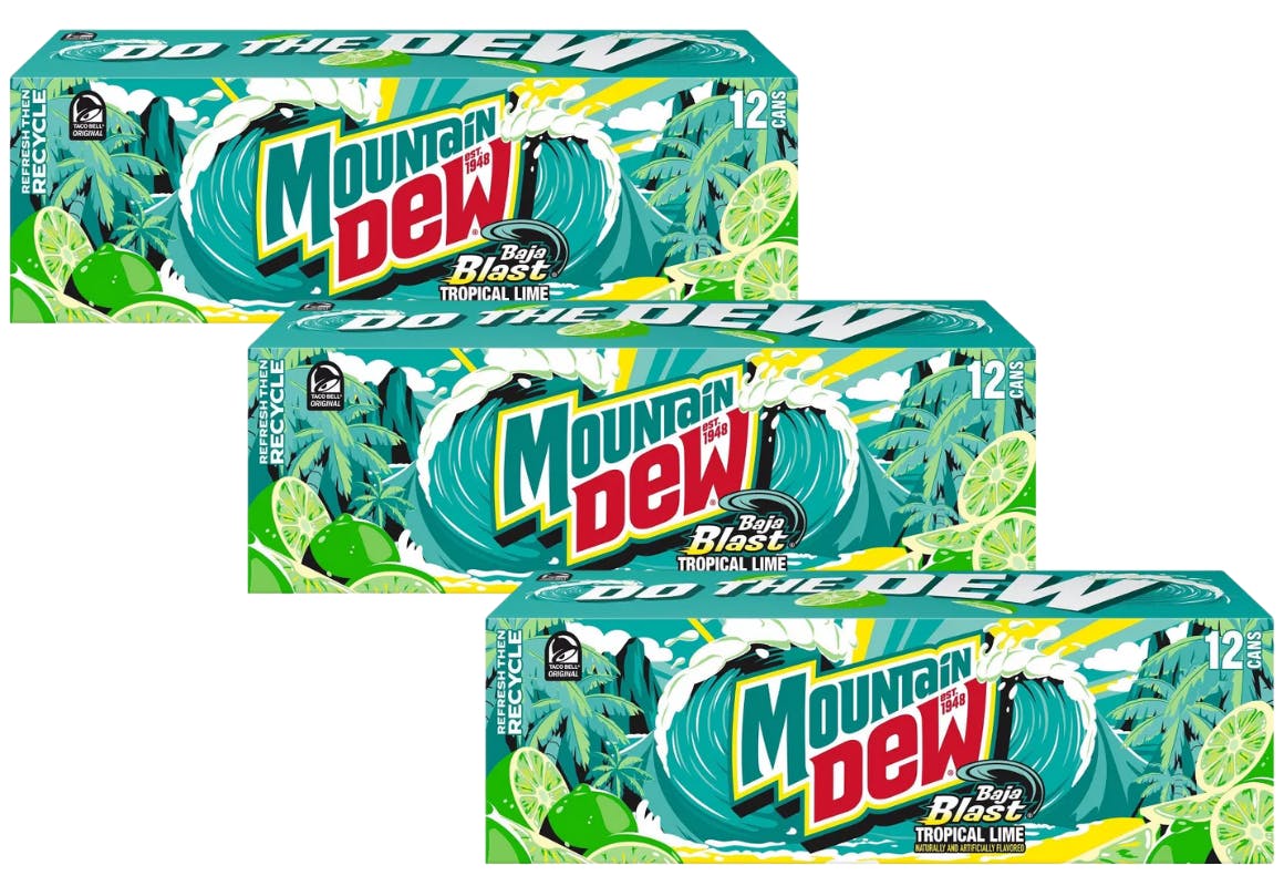 3 Mountain Dew Soda 12-Packs