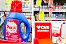 collage image of persil detergent, sally hansen nail polish, and olay cleanser