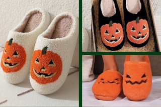 Tanga college of Halloween slippers featuring pumpkin faces
