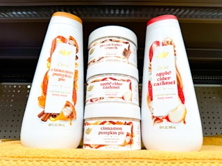 dove body wash and body scrub on walmart shelf