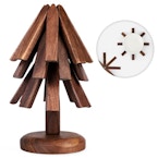 Wooden Christmas Tree Trivet Set
