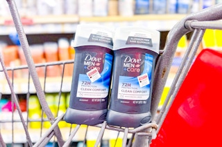2 dove men care deodorants in a cart