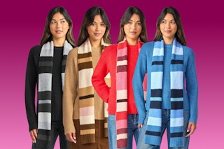 4 Time and Tru Women's Ribbed Crewneck Sweater and Stripe Scarf 2-Piece sets