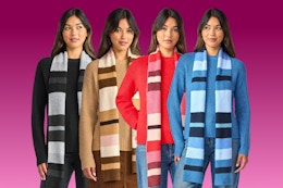 4 Time and Tru Women's Ribbed Crewneck Sweater and Stripe Scarf 2-Piece sets
