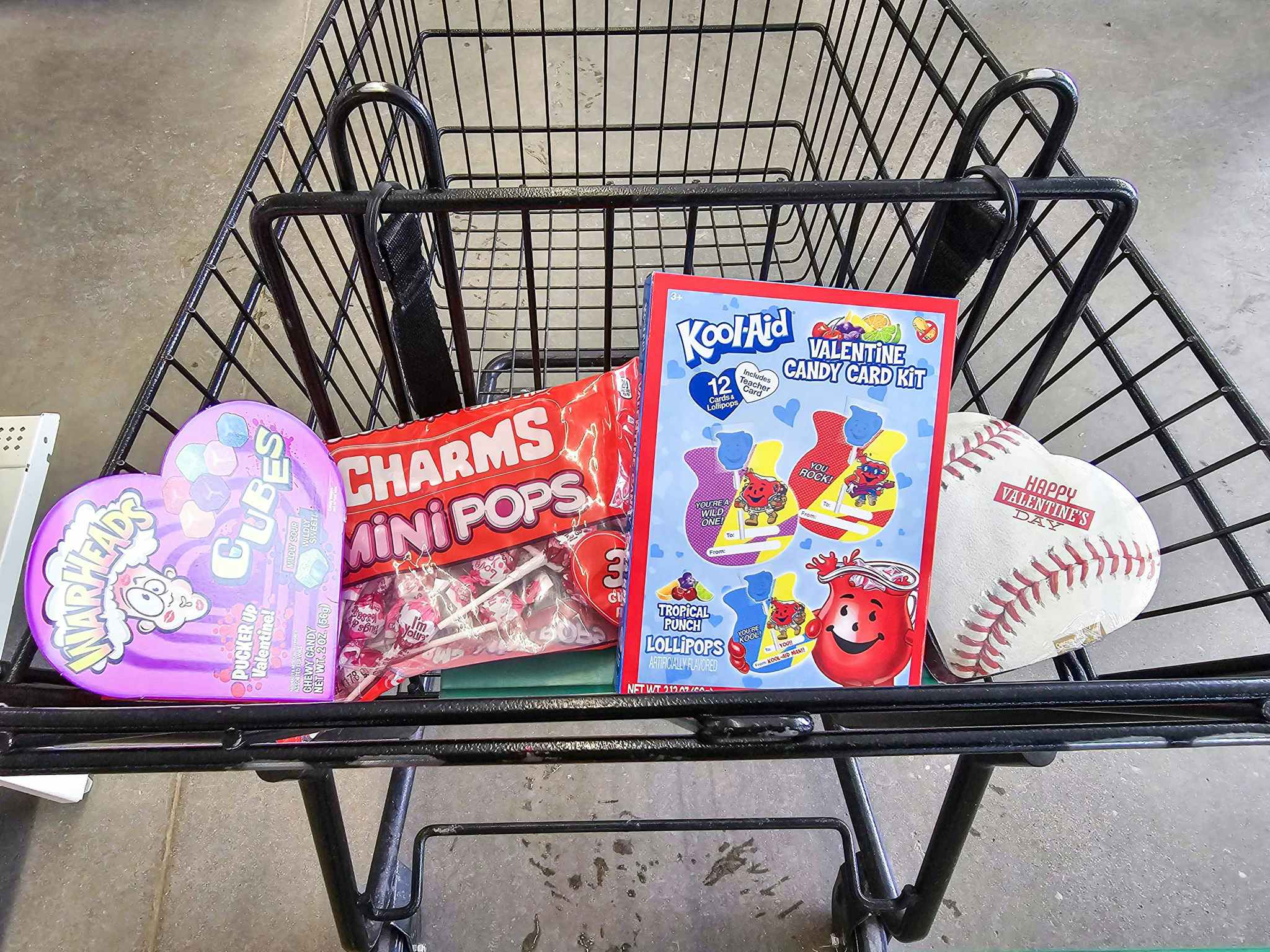valentines candy in a cart