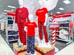 target matching holiday pajamas sitting on display at target