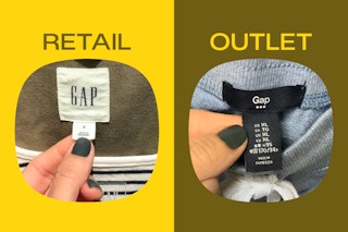 a side-by-side comparison of the retail and outlet attributes for GAP