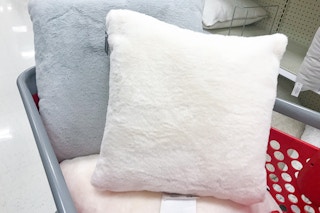 threshold faux fur throw pillows in a target cart