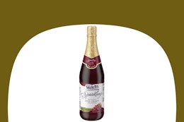 dollar general welch's sparkling grape juice on olive and white background