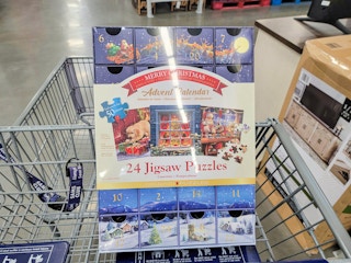 jigsaw puzzle advent calendar in a cart