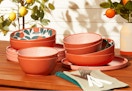 orange and peach themed mainstays melanine dinnerware