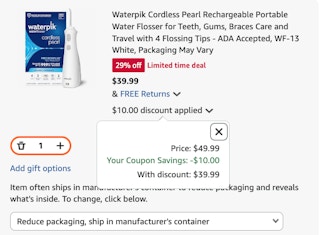 Waterpik Amazon receipt