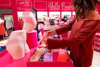 Person looking at panties at Victoria's Secret