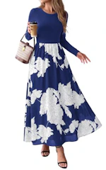 KIRUNDO Women's Long Sleeve Maxi Dress