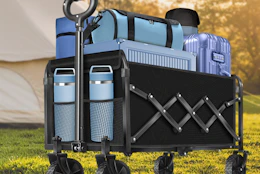 a foldable wagon outside 