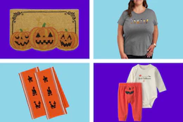 Halloween and fall-themed clothes and home decor