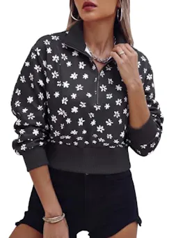 Women's Half Zip Crop Sweatshirt