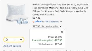 cooling pillows Amazon receipt