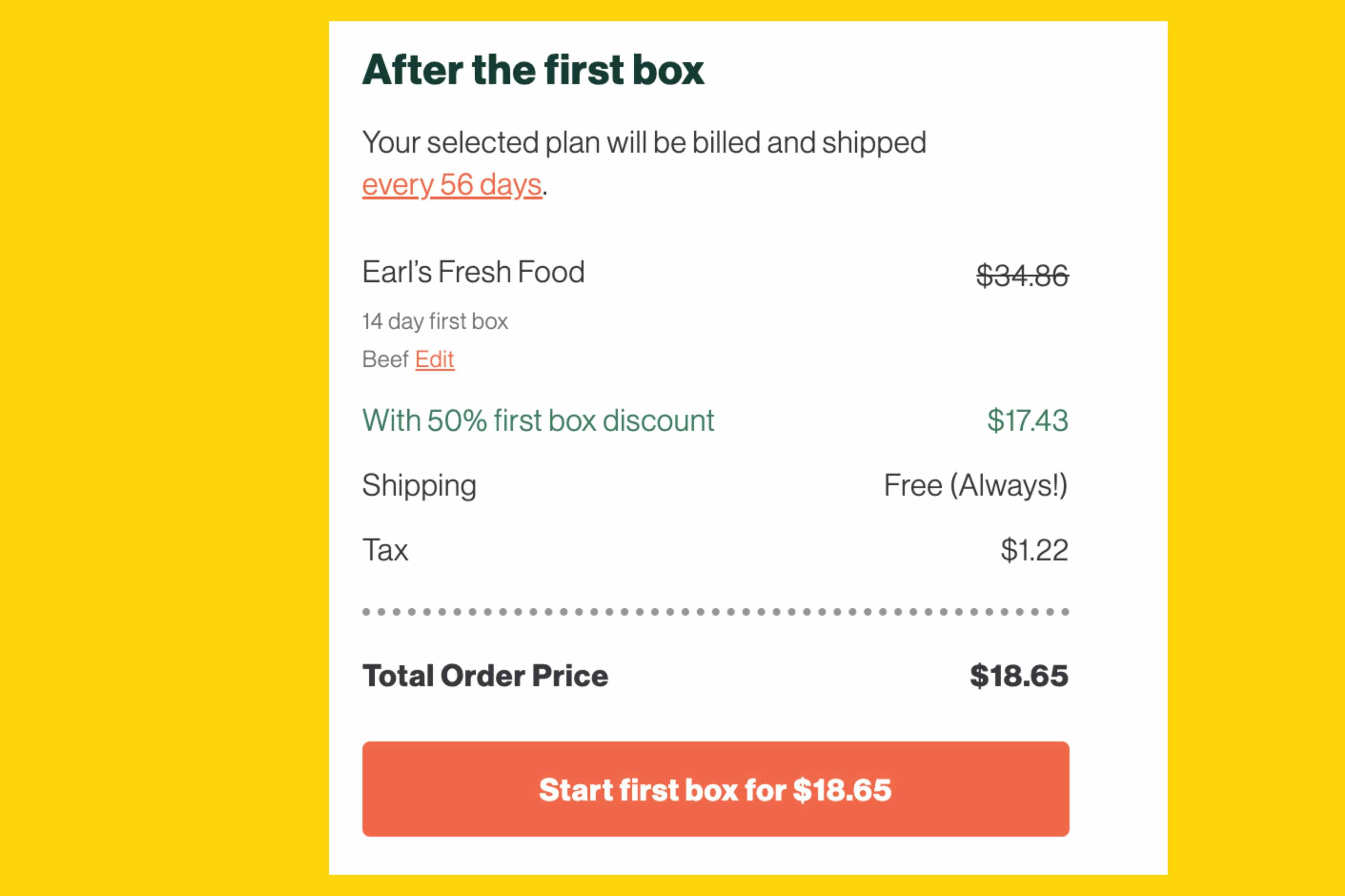 A screenshot of a checkout screen