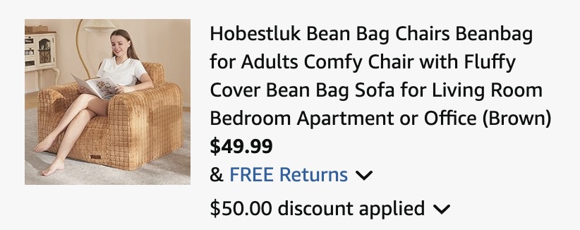 bean bag Amazon receipt