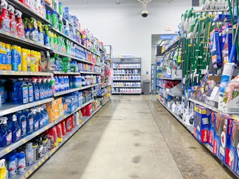 A store cleaning supply area.