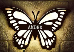 a butterfly lamp on a wall